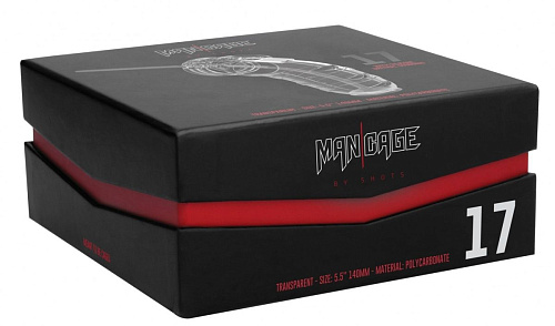 Прозрачным мужской пояс верности со стимулятором уретры Shots Media BV Cock Cage Model 17 Chastity 5.5 MCG017TRA