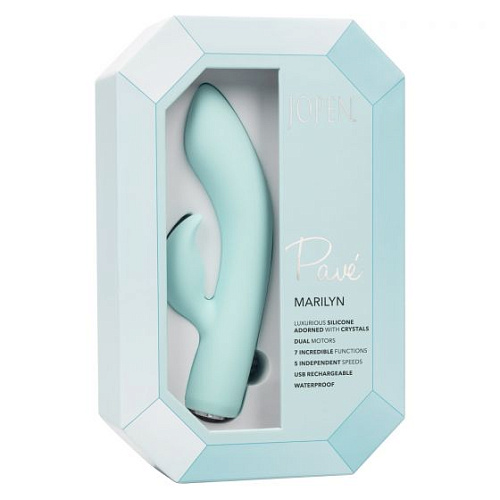 Нежно-голубой вибромассажёр-кролик Jopen Pave Marilyn JO-8005-50-3 (18,5 см)