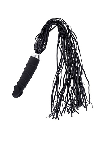 Вибратор с чёрной полиуретановой плёткой ToyFa 901407-5 (16 см)