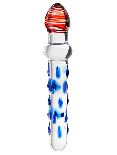 Стеклянный прозрачный двусторонний фаллоимитатор с шишечками Sexus 912184