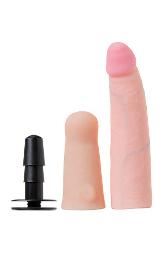 Женский страпон телесного цвета с вагинальной пробкой из неоскина LOVETOY (А-Полимер) 830703 (18 см)