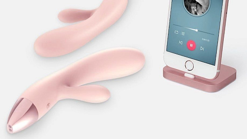 Хай-тек вибромассажёр-носорог для G-стимуляции с клиторальным отростком нежно-розового цвета ImToy Rhino (20,5 см)