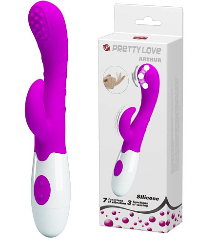 Лиловый вибратор с клиторальным пальчиком и эффектом волны Baile Arthur BI-014218-0603S (20 см)