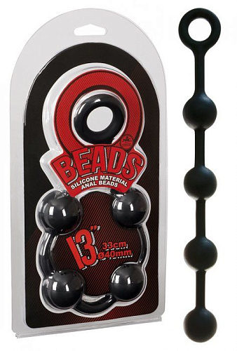 Чёрная анальная цепочка из силикона NMC 0514705 (38 см)