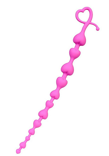Розовая силиконовая анальная цепочка ToyFa Long Sweety 356002 (34 см)