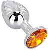 Анальное украшение с оранжевым кристаллом Anal Jewelry Plug BUTT PLUG Small SM-08 (7 см)