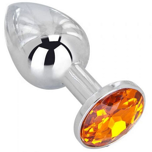 Анальное украшение с оранжевым кристаллом Anal Jewelry Plug BUTT PLUG Small SM-08 (7 см)