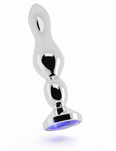 Серебристая анальная пробка с фиолетовым кристаллом Shots Media BV RIC004SIL (14 см)