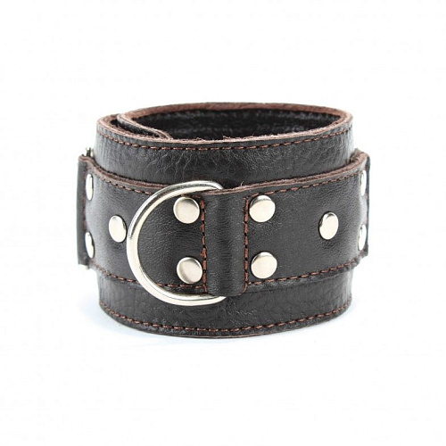 Коричневые кожаные оковы с клепками БДСМ арсенал 56002ars