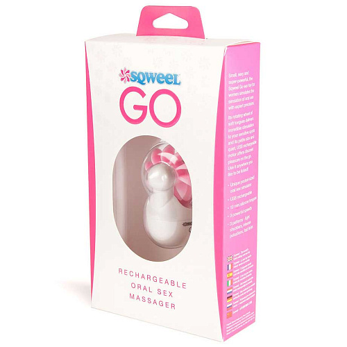 Бело-розовый клиторальный стимулятор Sqweel Sqweel Go White LH-42220