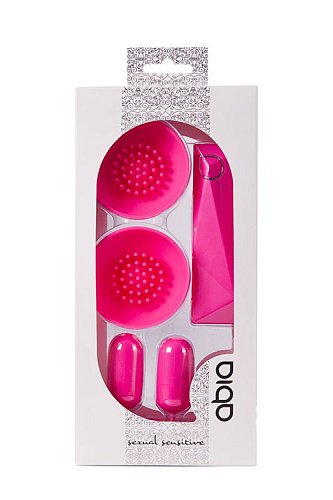 Розовые вибростимуляторы с щёточками для стимуляции клитора и сосков Abia 540001