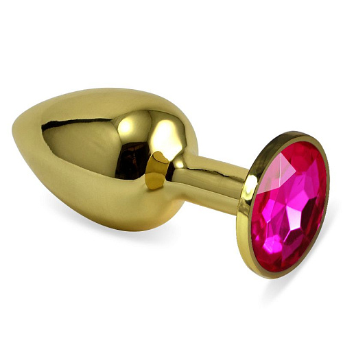 Золотистая анальная пробка с рубиновым кристаллом Lovetoy RO-GS02 (7,6 см)