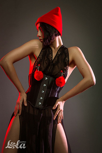 Зажимы на соски с красными меховыми шариками Lola toys Angelic 1140-03lola