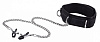 Чёрный воротник с зажимами для сосков Shots Media BV Velcro Collar OU138BLK