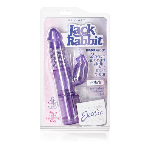 Фиолетовый вибромассажёр с клиторальным кроликом California Exotic Novelties My First Jack Rabbit SE-0610-10-3 (21 см)