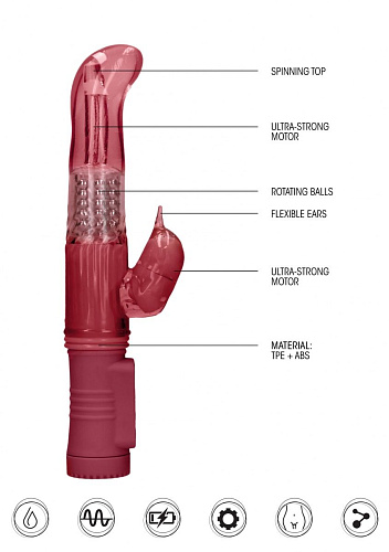 Красный вибратор-кролик Shots Media BV Rotating Dolphin SHTO004RED (23 см)