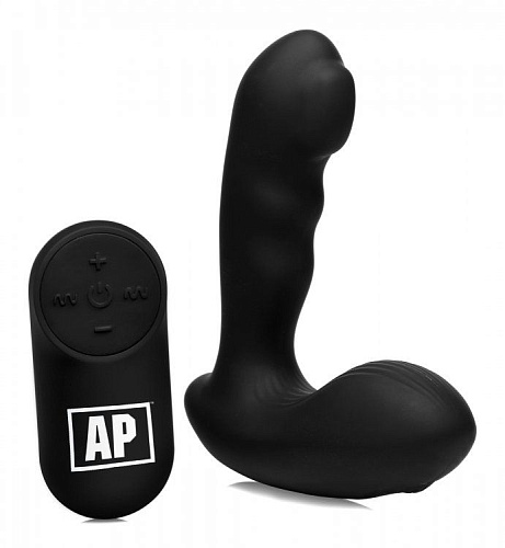 Чёрный стимулятор простаты XR Brands Alpha-Pro 7X P-Milker Silicone Prostate Stimulator with Milking Bead AG151