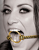 Чёрно-золотой кляп-рамка Pipedream Open Mouth Gag PD3968-27