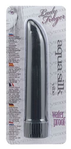 Чёрный классический вибратор Seven Creations AQUA SILK LADYFINGER BLACK 4040W-ABLK-BCD (12 см)