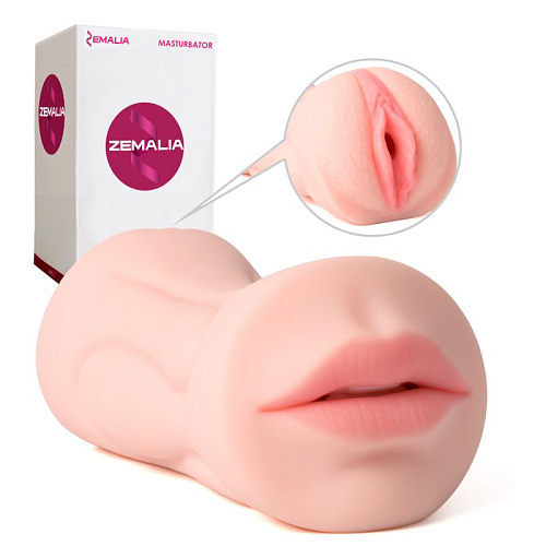 Двусторонний мастурбатор вагина и ротик телесного цвета Svakom Debby ZW6