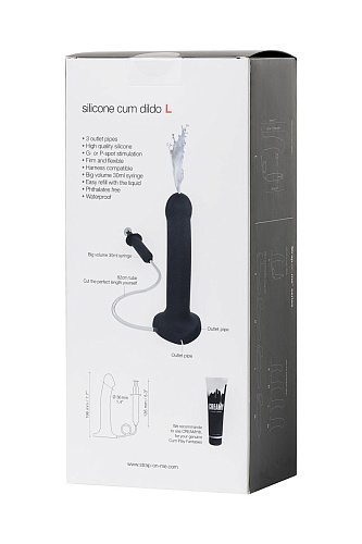 Чёрный фаллос с имитацией эякуляции Strap-on-me Silicon Cum Dildo L 6013267 (19,6 см)
