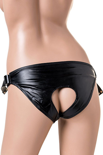 Трусики Harness чёрного цвета класса с 2 телесными насадками LOVETOY (А-Полимер) WOMAN CUBA 317503