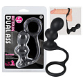 Чёрное эрекционное колечко с фигурной анальной втулкой NMC 0509990