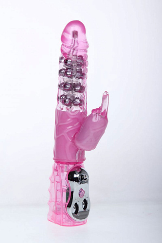 Розовый вибратор-ротатор с бусинами Baile BW-020016-0101 (24 см)