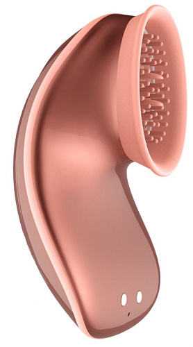 Розовый вибромассажёр с вакуумным эффектом Shots Media BV Twitch Hands INN001ROS