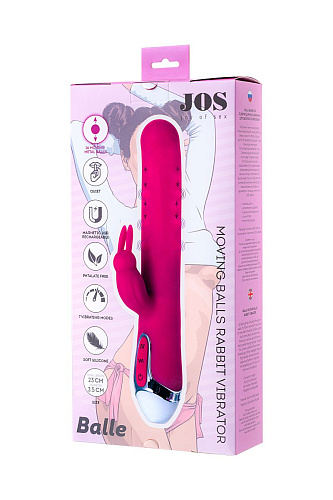 Розовый вибратор с клиторальным стимулятором JOS BALLE 783002 (23 см)