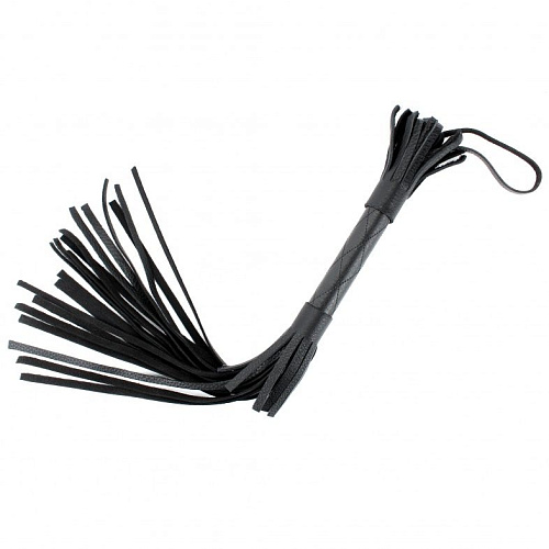 Чёрная плётка из натуральной кожи БДСМ арсенал 54001 (45 см)