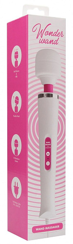 Бело-розовый вибромассажёр Shots Media BV Wonder Wand TOY970PNK (32 см)