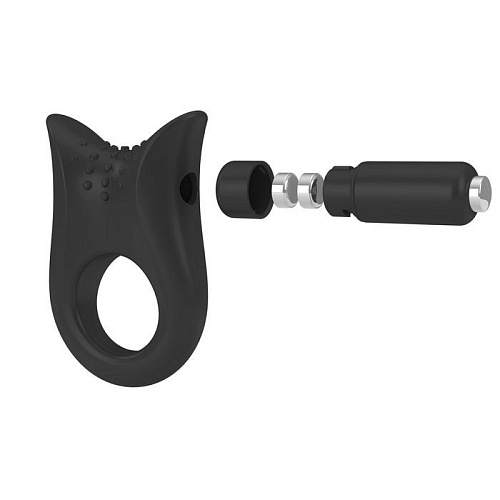 Чёрное эрекционное кольцо с вибрацией OVO B2 BLACK