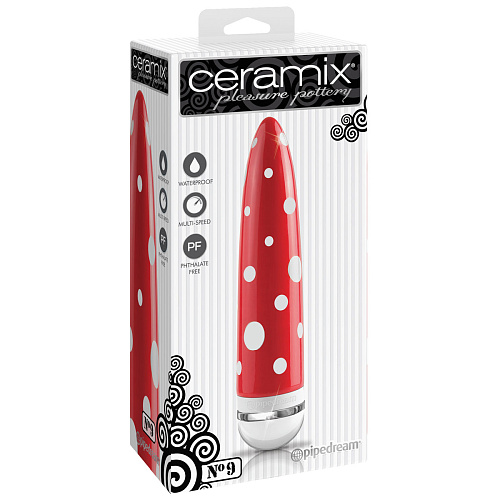 Керамический красно-белый вибратор Pipedream CERAMIX №9 PD4909-00 (17,5 см)