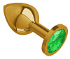 Золотистая средняя пробка с зелёным кристаллом Сумерки богов 520-03 green-DD (8,5 см)