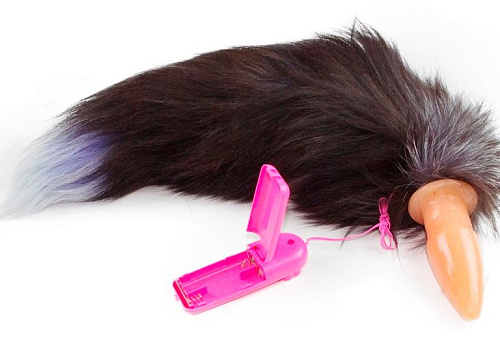 Вибропробка с длинным хвостом 4sexdreaM «Серебристая Лиса» 47016 (11 см)