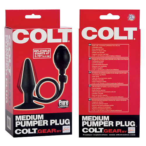 Чёрная анальная силиконовая пробка-расширитель California Exotic Novelties COLT Medium Pumper Plug SE-6868-05-3 (9,5 см)