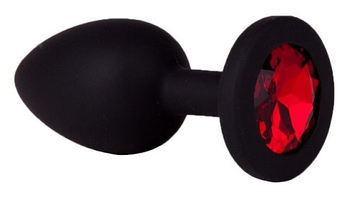 Чёрная анальная втулка с красным кристаллом Сумерки богов 518-04 red-DD (7,3 см)