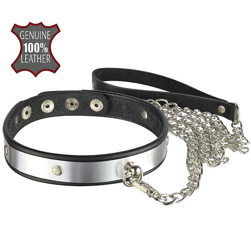 Чёрный ошейник с серебристыми вставками Sitabella 3159