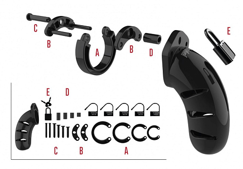 Чёрный мужской пояс верности Shots Media BV Cock Cage Model 07 Chastity 3.1 MCG007BLK