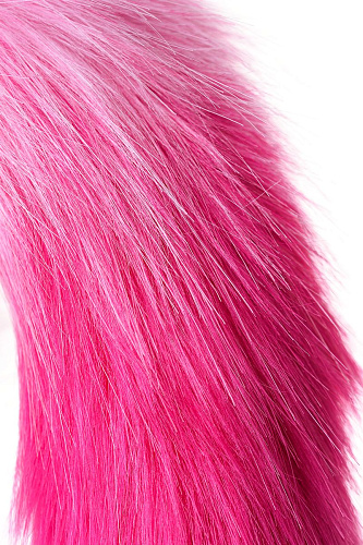 Серебристая анальная втулка с бело-розовым хвостом ToyFa 712028-S (размер S)