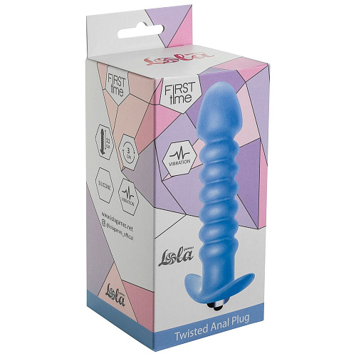 Голубая анальная вибропробка Lola toys Twisted Anal Plug 5007-02lola (13 см)