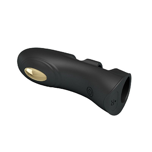 Чёрная вибронасадка на палец с электростимуляцией Baile Pegasus BI-014784