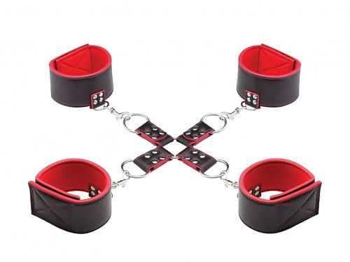 Чёрно-красный двусторонний комплект для бандажа Reversible Hogtie Shots Media BV OU189RED