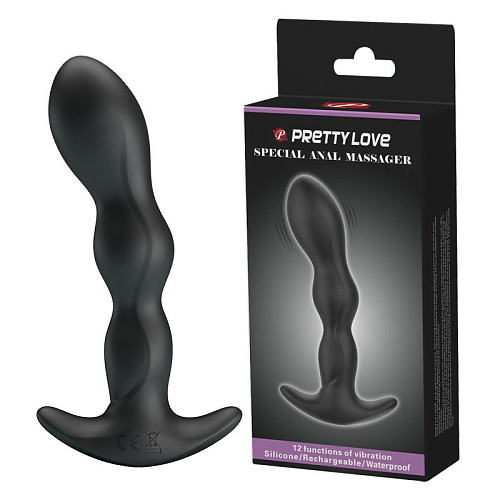 Чёрный анальный стимулятор простаты с вибрацией Baile Special Anal Massager BI-040068 (14,5 см)