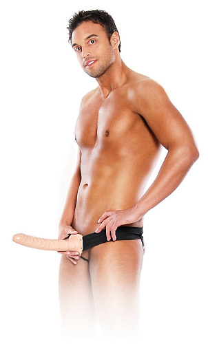 Мужской полый страпон телесного цвета Pipedream 10 Hollow Strap On PD3948-21