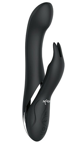 Чёрный вибратор-кролик Tonga NAGHI NO.33 RECHARGEABLE DUO VIBRATOR 530033 (23 см)