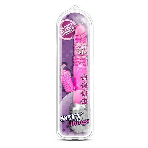 Розовый вибромассажёр Blush Novelties Butterfly Stroker BL-29530 (29,8 см)