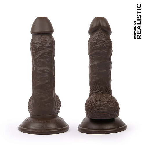 Коричневый реалистичный фаллоимитатор на присоске Bior toys Erowoman ER-30054-1