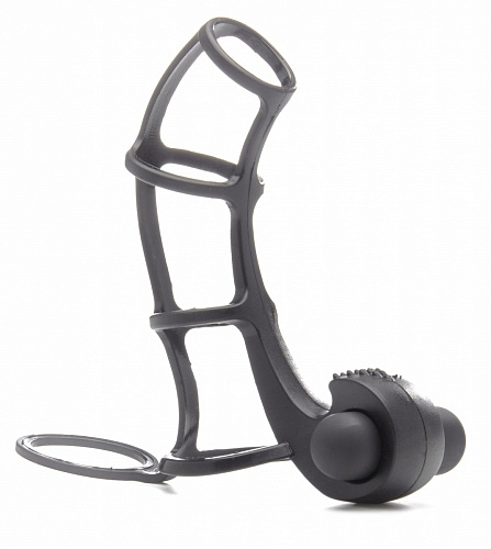 Чёрная сбруя на пенис с вибрацией Shots Media BV Stinger I SHT224BLK